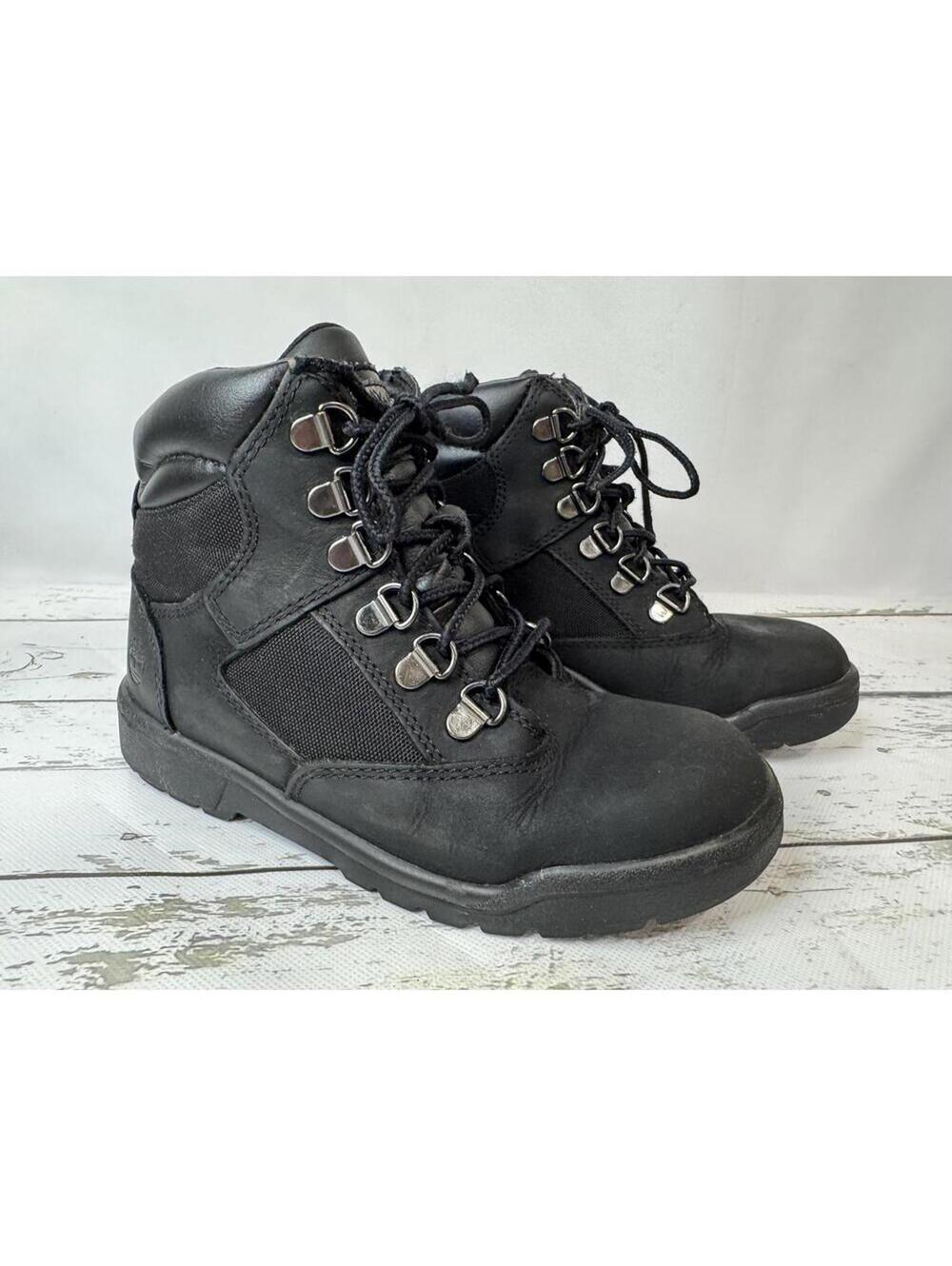 Timberland Kids Field Boots Size 2Y Black Lace Up Outdoor Hiking Style
